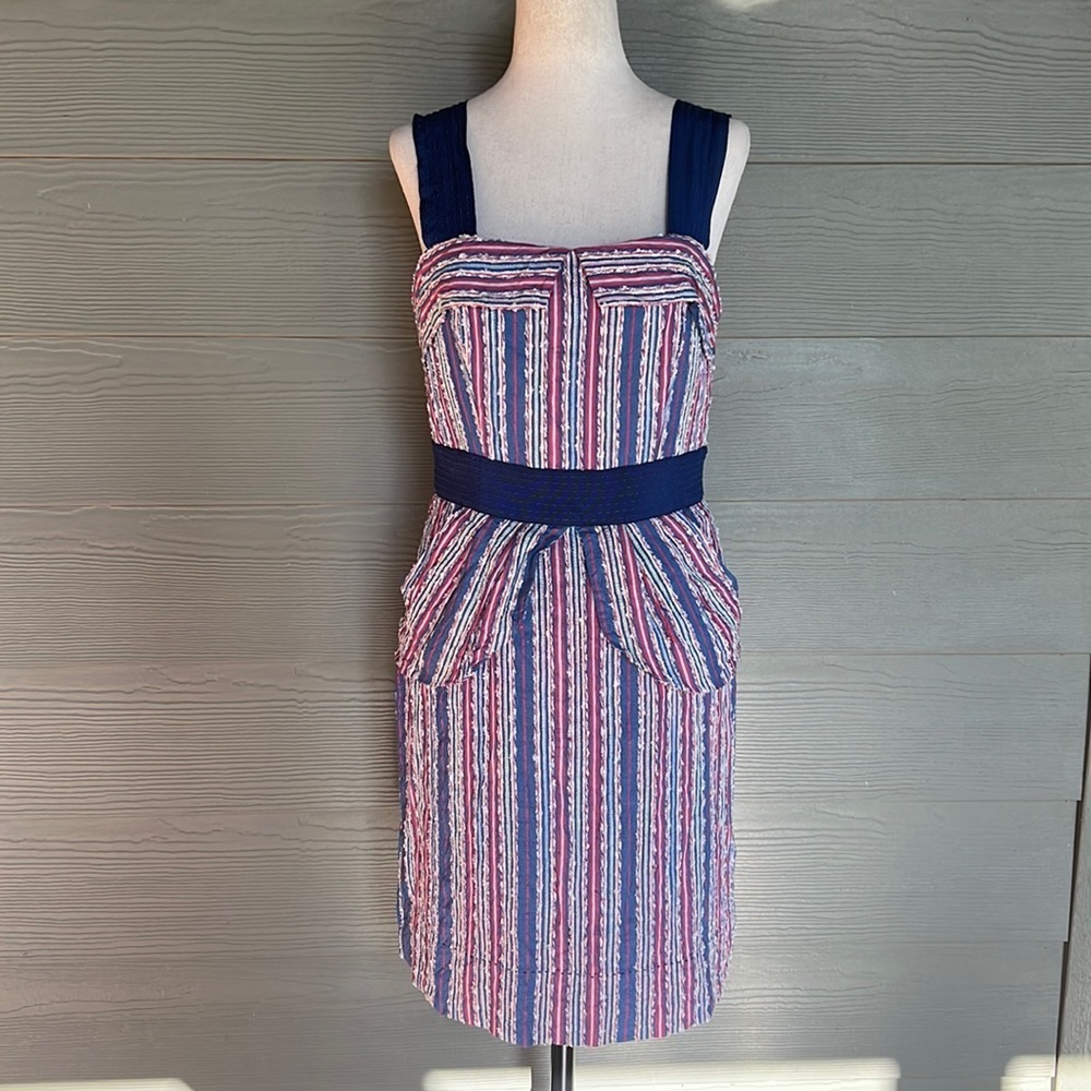 Phoebe Couture Silk, Viscose Blend Striped Dress
